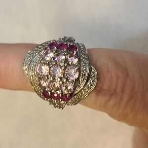 Ring silver color with faux stones